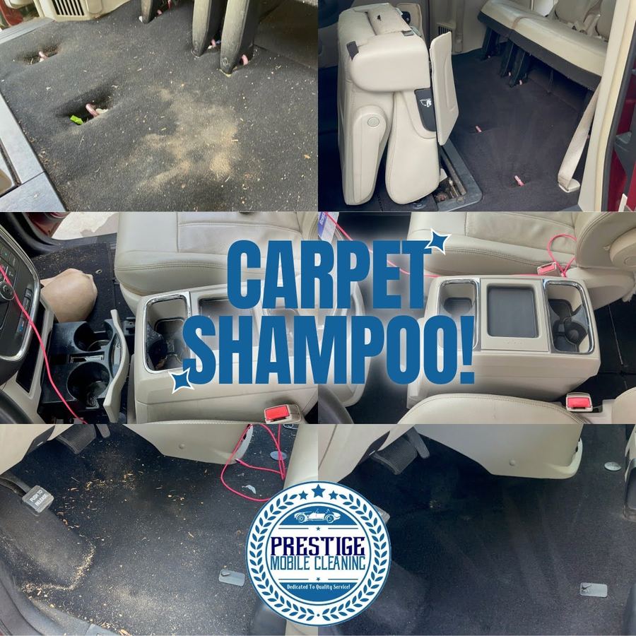 Carpet shampoo, before and after