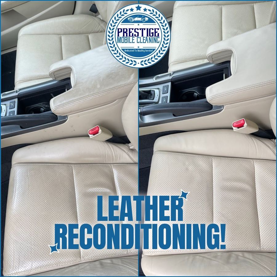 Leather reconditioning, before and after