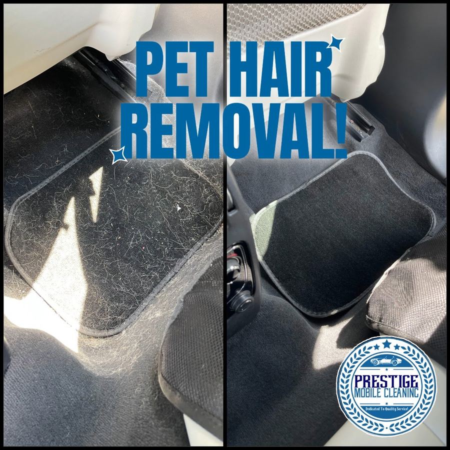 Pet hair removal, before and after